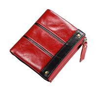 Songelt Portefeuille à deux volets en cuir pour homme avec poche pour pièces de monnaie et fenêtre d'identité, porte-cartes de visite vintage pour homme, Rouge, Beauté de masse
