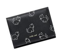 Songelt Portefeuille compact en cuir PU pour femme avec porte-cartes et porte-monnaie avec motif de chats de dessin animé et fenêtre transparente pour femme élégant, Noir , Beauté de masse