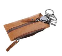 Songelt Portefeuille en cuir véritable pour homme et femme - Porte-clés de voiture à fermeture éclair - Pour homme et femme - Organisateur de clés - Plateau de rangement pour la maison, marron, One