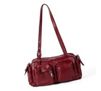 Songelt Sac à bandoulière pour femmes et filles - Pochette de soirée tendance en cuir synthétique sous le bras - Sac à main simple - Cadeau - Pochette avec fermeture éclair, Rouge, One Size