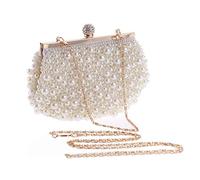 Songelt Sac à main de luxe pour femme avec perles pour mariage, soirée, bal de fin d'année, banquet, sac à main pour femme, blanc, One Size