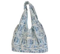 Songelt Sac fourre-tout esthétique en toile - Sacs à bandoulière tendance pour le shopping, la plage, le travail, les voyages - Grande capacité - Sac en tissu tendance - Cadeau réutilisable, bleu, One