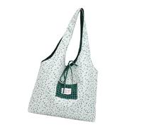 Songelt Sac fourre-tout réutilisable en toile de grande capacité - Imprimé floral - Pour voyage, shopping, travail, plage - Réutilisable, Vert, One Size