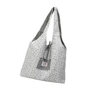 Songelt Sac fourre-tout réutilisable en toile de grande capacité - Imprimé floral - Pour voyage, shopping, travail, plage - Réutilisable, Noir , One Size