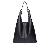 Songelt Sac fourre-tout vintage en cuir avec poignées supérieures pour femme et fille pour le shopping, le travail, les voyages, Noir , One Size
