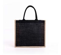 Songelt Sacs fourre-tout en toile de jute naturelle avec poignées et sacs cadeaux intérieurs laminés pour mariage, demoiselle d'honneur, sac réutilisable pour courses d'épicerie, Noir, One Size