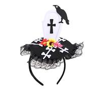 Songelt Serre-tête créatif Pierre tombale pour Halloween Fleur Artificielle Dentelle Crâne Carnaval Coiffe Mardi