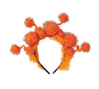 Songelt Serre-tête diable en fourrure pour enfants avec pompons d'Halloween et guirlandes colorées