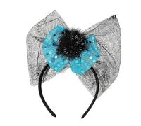 Songelt Serre-tête diable Glinting pour enfants - Nœud surdimensionné - Pour fêtes à thème - Paillettes foncées - Avec nœud en tulle et toile d'araignée - Costumes d'Halloween pour garçons