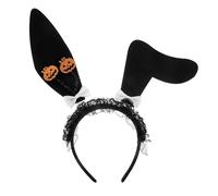 Songelt Serre-tête en dentelle avec oreilles de lapin pour Halloween avec nœud et citrouille