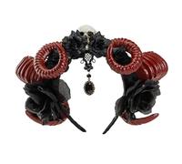 Songelt Serre-tête en dentelle foncée pour carnaval, fête, costume gothique, corne de diable