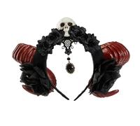 Songelt Serre-tête gothique en corne de sorcière rose pour Halloween, jeu de rôle, bal de fin d'année, spectacle, bandeau en corne de diable