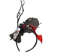 Songelt Serre-tête Punk Branch Halloween Jour de la mort Adultes Enfants Fête à thème Bandeau Tulle Tête de mort Fleur Bandeau Fête Fournitures Festival Couvre-chef