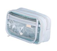 Songelt Trousse à crayons transparente simple de grande capacité pour stylos, trousse esthétique, organisateur pour l'école, grande capacité, pochette esthétique, bleu