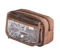 Songelt Trousse à crayons transparente simple de grande capacité pour stylos, trousse esthétique, organisateur pour l'école, grande capacité, pochette esthétique, marron