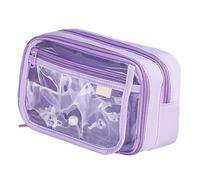 Songelt Trousse à crayons transparente simple de grande capacité pour stylos, trousse esthétique, organisateur pour l'école, grande capacité, pochette esthétique, violet