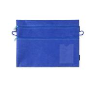 Songelt Trousse de papeterie avec bandes élastiques et fenêtre transparente pour dossier, multifonction, fermeture éclair, trousse à crayons de grande capacité, bleu