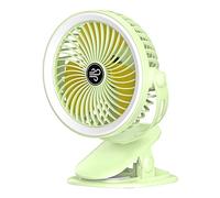Songelt Ventilateur de bureau à clipser avec anneaux LED - Ventilateur de table portable avec lampe LED multifonction pour étude, dortoir, espace de travail, camping en plein air, bureau portable