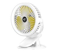 Songelt Ventilateur de bureau à clipser avec anneaux LED - Ventilateur de table portable avec lampe LED multifonction pour étude, dortoir, espace de travail, camping en plein air, bureau portable