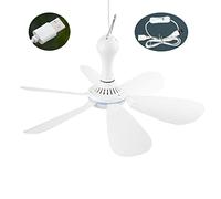 Songelt Ventilateur de plafond de 42 cm avec 6 ports USB, refroidisseur d'air à suspendre pour le camping sans vent, crochet USB pour chambre à coucher à l'extérieur