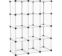 Songgics Cube de Rangement en Plastique, Meuble modulable, étagère Incluse avec Fixations Anti-Renversement et Marteau en Caoutchouc Blanc translucide 12 Cubes ULPC34L