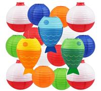 Songjum 17 PièCes De Ensemble De Lanternes en Forme De Poisson 3 Lampions Poissons 4 Lampions BouéEs 10 Lampions ColoréS pour La PêChe Et La DéCoration De FêTes d'anniversaire