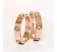 SONGK Bague d'amour de Couleur Or Rose en Acier Inoxydable à la Mode pour Femmes Hommes Couple CZ Anneaux de Cristal de Luxe Marque Bijoux Cadeau de Mariage