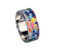 SONGK Bagues en Argent pour Femmes 925 Argent Sterling Blanc CZ émail à la Main Beau Chat Unique Bague à la Mode fête Bijoux de Mode