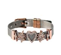 SONGK Bracelets en Maille d'acier Inoxydable Bicolore pour Femmes Hommes Coeur d'amour doré perlé 10mm Ruban Maille Bracelet Bracelet Cadeaux