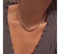SONGK Colliers 3mm pour Femmes Punk en Acier Inoxydable Butin chaîne de Corde torsadée Hommes Hip Hop Bijoux chaîne en Or Accessoires de Mode