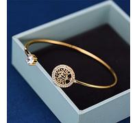 SONGK Dainty Femme Blanc Zircon Pierre Bracelet Arbre De Vie Bracelets Réglables pour Les Femmes Mignon Bracelet De Mariage en Or Rose