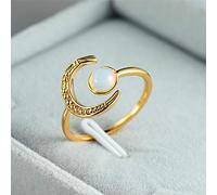 SONGK Femme Petite Pierre De Lune Ouverte Bague Réglable Couleur Argent Bague De Fiançailles De Mariée Vintage Zircon Pierre Anneaux De Mariage pour Les Femmes