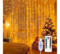 Songlypian 300LED Guirlande Lumineuse,USB Rideau Lumineux Noel Intérieur,3m*3m 8 Modes d'Eclairage,Etanche Guirlande LED Decoration pour Noël, Mariage, Anniversaire, Fenêtre, Maison