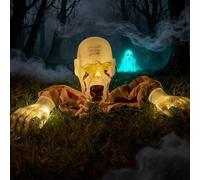 Songlypian Accessoire d'halloween Zombie Crawling Crawling Ghost électrique,avec Sons Effrayants et Yeux Clignotants pour Décoration de Jardin,Fête,Maison Hantée,Style Zombie Rampant