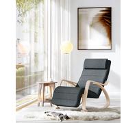 SONGMIC Fauteuil à bascule avec repose-pieds réglable gris foncé