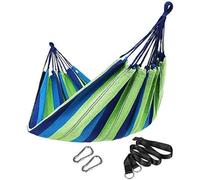 Songmics 210 x 150 cm Hamac de Jardin, Charge max. 300 kg GDC15L | Avec sac de transport, sangles et mousquetons, pour camping, Bleu, Collection SOCOZZY GDC15L