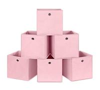 SONGMICS 6955880393473 Lot de 6 Boîtes de Rangement Pliables, Panier, Coffre, Cubes en Tissu, Organisateur de vêtements, Bacs à Jouets, avec oeillet, pour Chambre, Salon, Rose, 30 x 30 x 30 cm