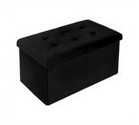 SONGMICS 76cm Pouf avec Espace de Stockage Repliable Similicuir 300kg Noir