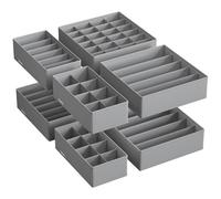 SONGMICS 8 Séparateurs de Tiroirs, Organiseur de Sous-vêtements Pliables, pour Soutiens-gorge, Culottes, Chaussettes et Cravates, Boîtes Rangement en Tissu pour Armoires, Gris Tourterelle RUS008G01