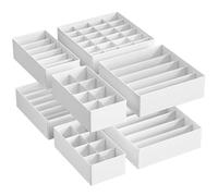 SONGMICS 8 Séparateurs de Tiroirs, Organiseur de Sous-vêtements Pliables, pour Soutiens-gorge, Culottes, Chaussettes et Cravates, Boîtes Rangement en Tissu pour Armoires, Blanc Nuage RUS008W01