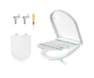 SONGMICS Abattant WC Forme D Allongé, avec Frein de Chute, Poignée, Clipsable, Lunette de Toilettes Universel, Installation Facile, Siège en Plastique PP, Capacité 300 kg, Blanc BTL003WZ01