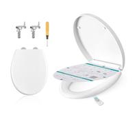 SONGMICS Abattant WC Forme O, avec Frein de Chute, Poignée, Clipsable, Lunette de Toilettes Universel, Installation Facile, Siège en Plastique PP, Capacité 300 kg, Blanc BTL001WZ01