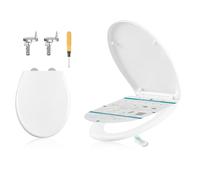 SONGMICS Abattant WC Forme O, avec Frein de Chute, Siège en Uréa-duroplast,Poignée, Clipsable, Lunette de Toilettes Universel, Installation Facile, Capacité 300 kg, Blanc BTL101WZ01