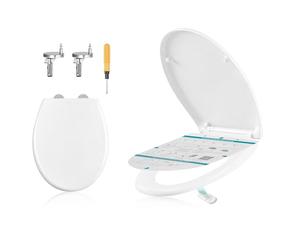 SONGMICS Abattant WC Forme O, avec Frein de Chute, Siège en Uréa-duroplast,Poignée, Clipsable, Lunette de Toilettes Universel, Installation Facile, Capacité 300 kg, Blanc BTL101WZ01
