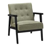 SONGMICS Accent ULAC001C01 Chaise de loisir moderne du milieu du siècle avec accoudoirs et pieds en bois massif, canapé rembourré 1 place pour salon, chambre à coucher, balcon, studio, vert olive