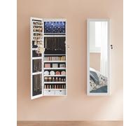 SONGMICS Armoire à bijoux Armoire de toilette avec éclairage LED et miroir