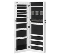 SONGMICS Armoire à Bijoux, Miroir de Toute-Longueur, sans Cadre | Psyché murale suspendu, avec Serrure, Noir d'encre et Blanc, Collection BERIT JJC001W01
