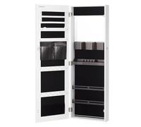 SONGMICS Armoire à Bijoux Verrouillable avec Miroir, Rangement Bijoux, à Fixer sur Porte ou Mur, Organiseur avec Miroir, Miroir Psyché sans Cadre avec Espace Rangement, Blanc Nuage JJC003W01