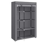 SONGMICS Armoire à Vêtements, Penderie, 1 Tringle à Vêtements, 6 Niveaux, Tissu Non-tissé, Cadre Métallique, 45 x 105 x 168 cm, pour Chambre, Couloir, Dressing, Gris RYG085G02