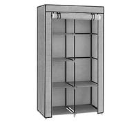 SONGMICS Armoire à Vêtements, Penderie, 1 Tringle à Vêtements, 6 Niveaux, Tissu Non-tissé, Cadre Métallique, 45 x 88 x 168 cm, pour Chambre, Couloir, Dressing, Gris avec Motifs Chevrons RYG084G22